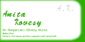 anita kovesy business card